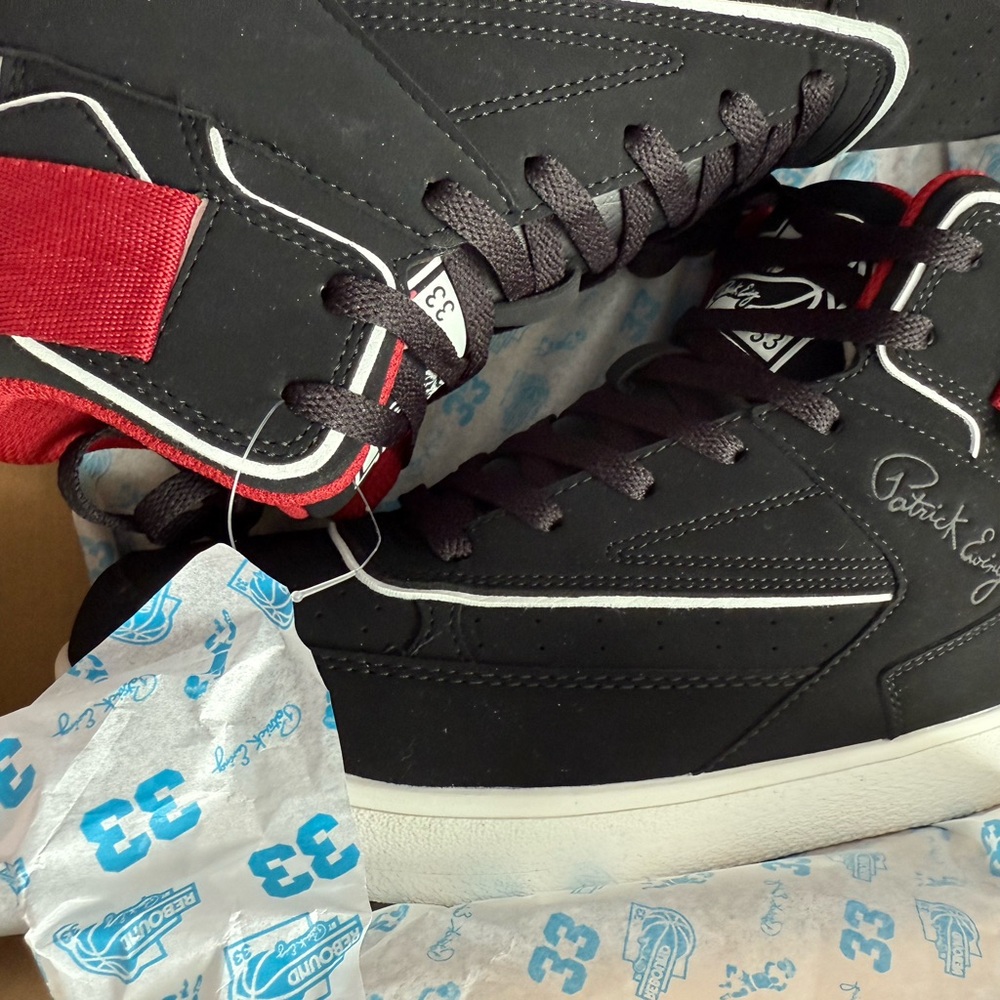 Patrick Ewing Black and Red Men's Sneakers 40$ both or 25 size 7 hi  and 13 low